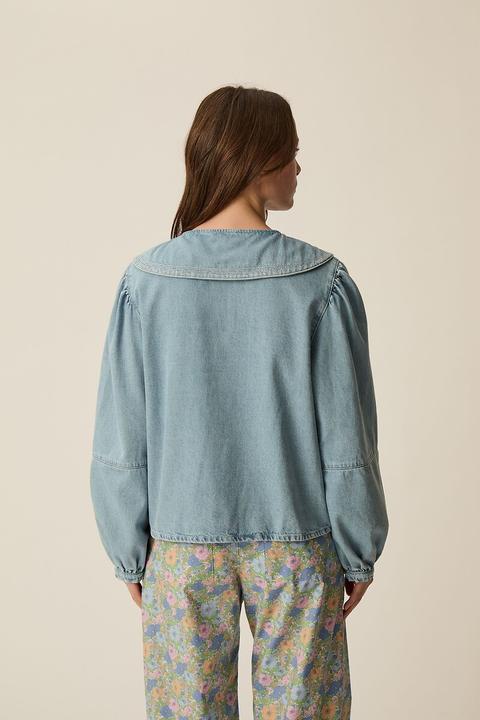 Immagine prodotto Des Petits Hauts Denim-Bluse mit Claudine-Kragen (XL)