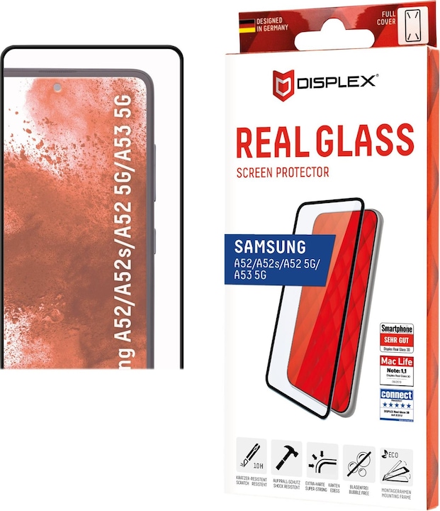 Produktbild Displex Real Glass, Full Cover Panzerglas (1 Stück, Samsung Galaxy A52s 5G, Samsung Galaxy A52, Samsung Galaxy A52 5G, Samsung Galaxy A53 5G)