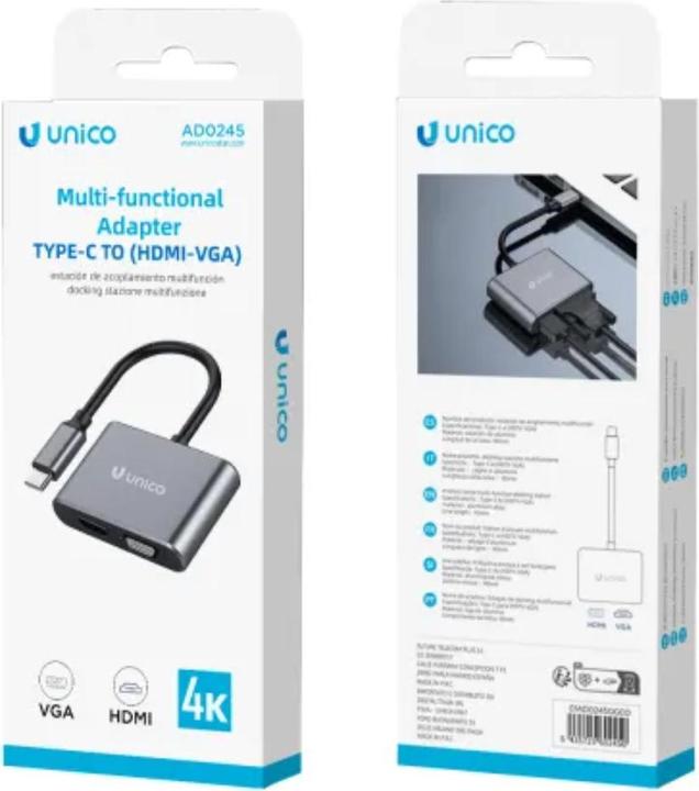 Produktbild Unico Adaptador USB Tipo(C) A HDMI Y VGA (USB, 40 cm)