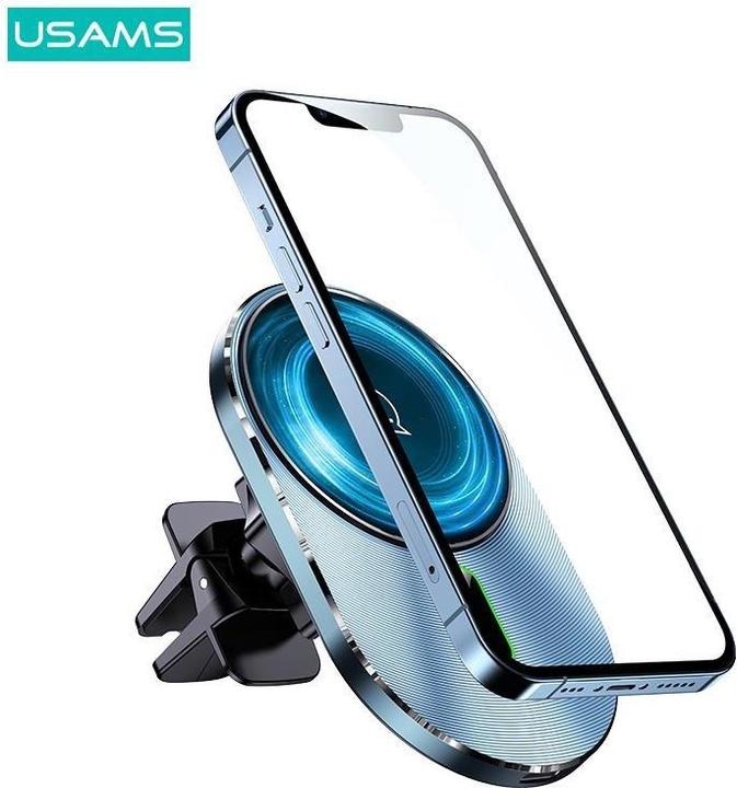 Produktbild Usams Uchwyt indukcyjny Magnetic Car Wireless Charging 15W do kratki went. szary/grey CD170DZ01 (US-