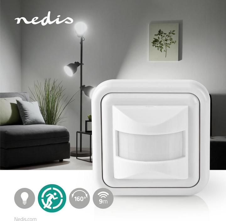 Produktbild Nedis Bewegungsmelder Innen 2-Wire / 3-Wire 160 ° 5-200 W 200 W 500 W 3-2000 Lux Sensortechnik: PIR (9 m)