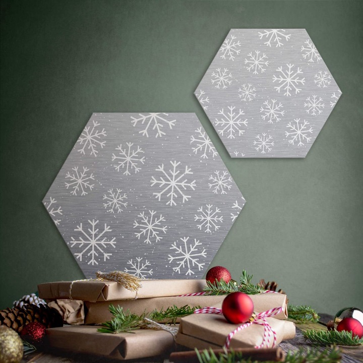 Image du produit Trenddeko Effet argenté Flocons de neige Cristaux de glace Blancs (75 x 65 cm)