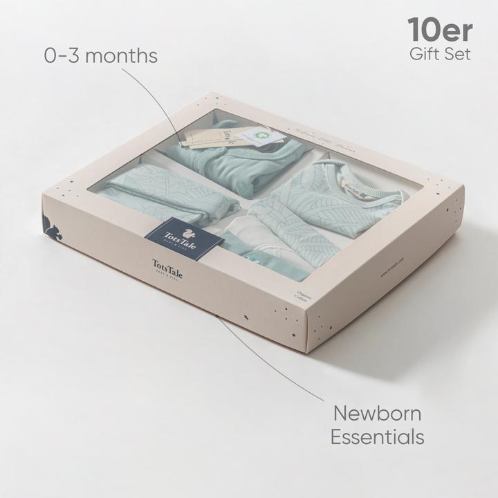 Produktbild TotsTale Premium 10-teiliges Geschenkset aus Bio-Baumwolle – Erstausstattung für Neugeborene (50, 56, 62, 68)