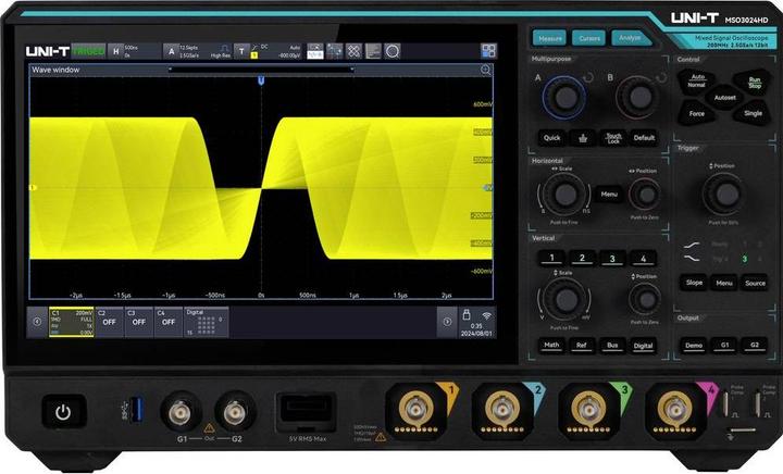 Image du produit Uni-T MSO3024HD Digital-Oszilloskop 200 MHz 2.5 GSa/s 500 Mpts 12 Bit 1 St.