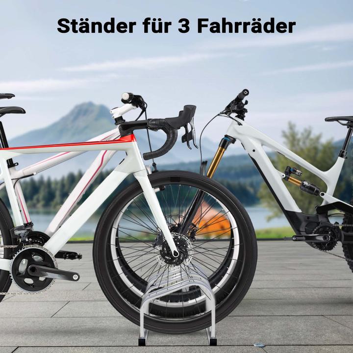 Actual product image Toboli Bicycle Stand for 3 Bikes Multiple Rack Made of Galvanised Steel for Indoor and Outdoor