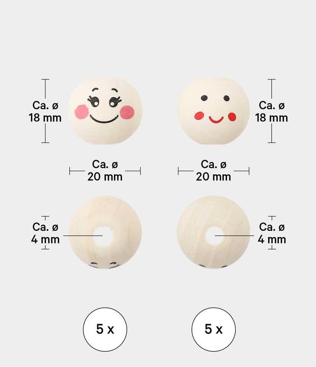 Immagine prodotto I Am Creative Holzperlen Gesicht, Lachend