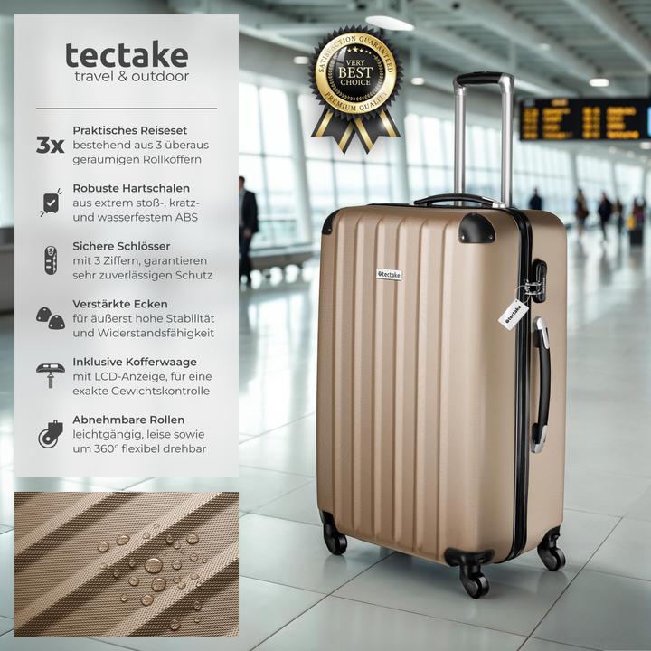 Actual product image tectake 3er Kofferset Talia mit Kofferwaage und Kofferanhänger (93 l)