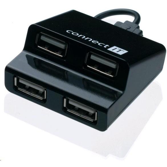 Connect IT Hub USB STEP nero / 4X USB (USB-A, 4 porte), Docking station + Hub USB, Nero
