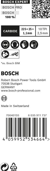 Actual product image Bosch Professional Zubehör EXPERT 'Medium-Thick Tough Metal' S 1155 HHM reciprocating saw blade, 10 pieces