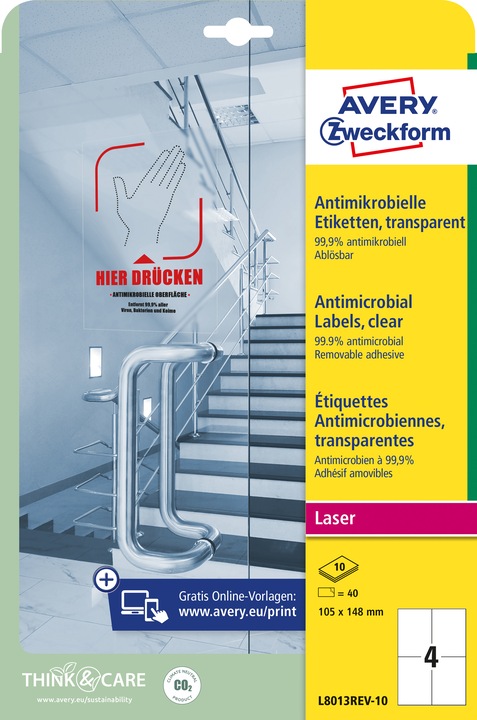 Actual product image Avery Antimicrobial labels, removable, transparent