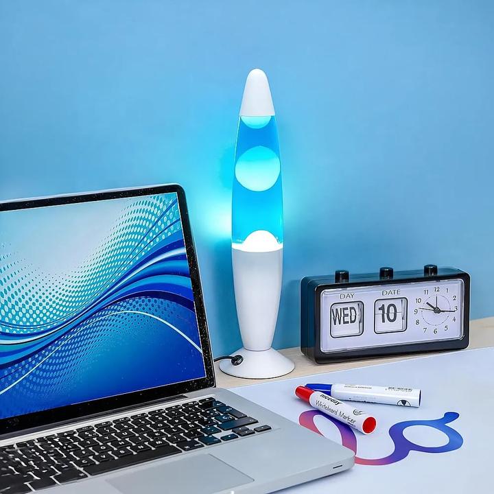 Actual product image Fisura GIFTMARKET - Blau Lavalampe. Nachttischlampe mit 2 enthaltenen Glühbirnen. Lustiges Geschenk für Jug