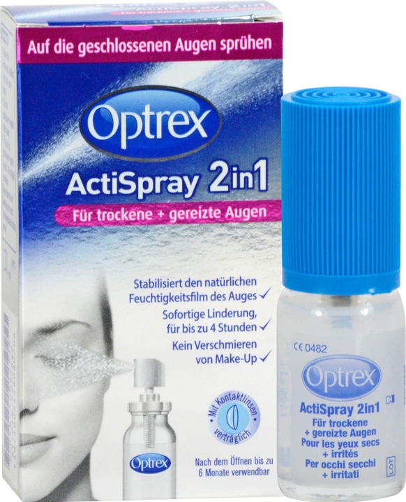Actual product image Optrex ActiSpray 2in1 for dry + irritated eyes, 10 ml solution (10 ml, 10 ml solution, Optrex ActiSpray 2in1 for dry + irritated eyes)