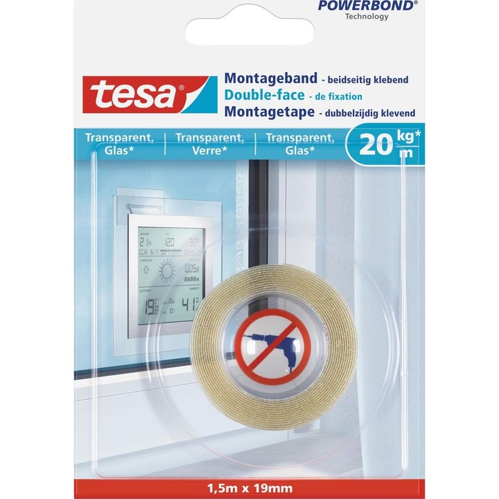 Actual product image tesa Mounting tape for glass, double-sided mounting tape (19 mm)