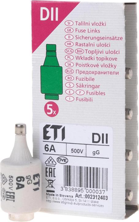 Produktbild Schönenberger Sicherungseinsätze DT II 6A (6 A)