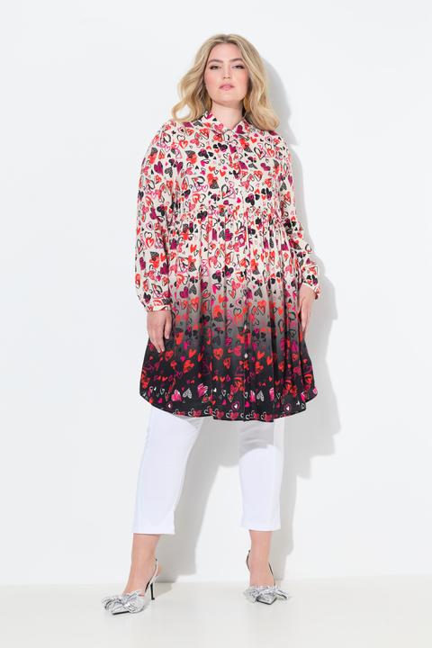 Produktbild Miamoda Long-Bluse, A-Linie, Herzen, Volant mit Farbverlauf (42)