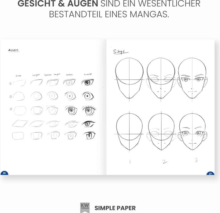 Produktbild SimplePaper Manga zeichnen lernen für Anfänger & Fortgeschrittene (Deutsch, SimplePaper, K & W Verlag, Knecht & Walde GbR, 2022)