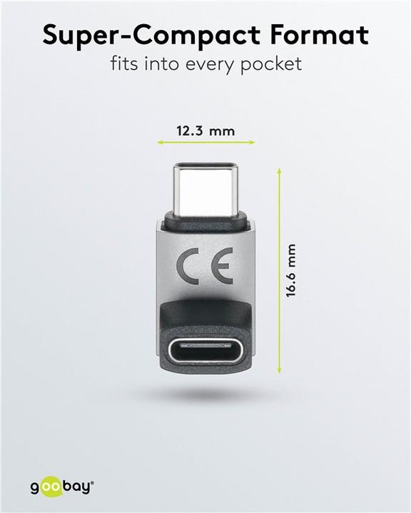 Actual product image Goobay USB-C adapter vertical 90° rotated, USB4 (USB-C, USB-C)
