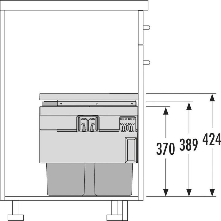 Produktbild Hailo Einbau-Abfallsammler 3f 1x18l + 2x13l basaltgrau, 1x Deckel für 13l (44 l)