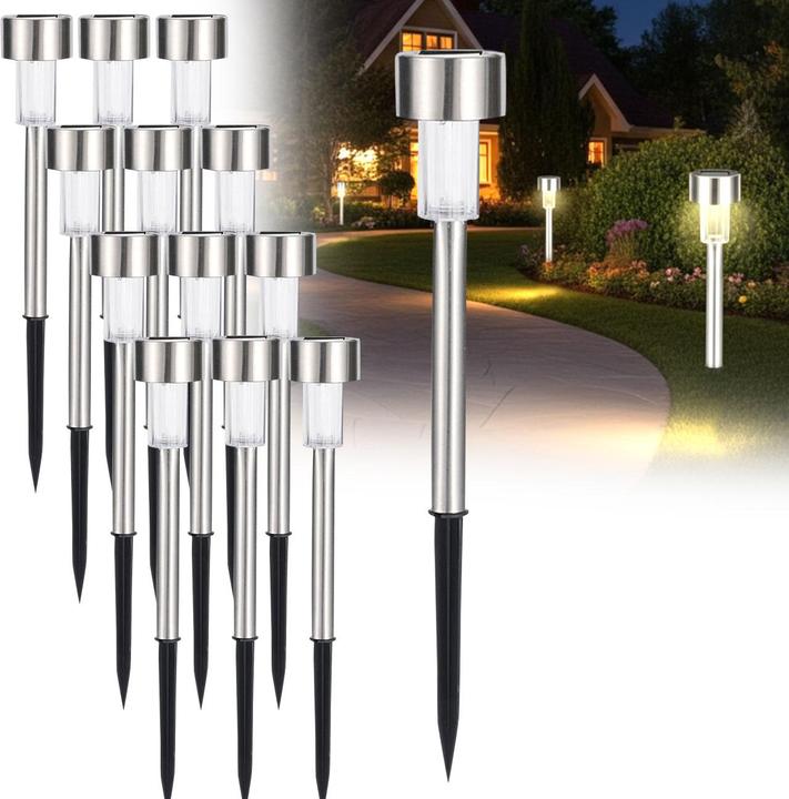 Produktbild Casativo 12er-Set Mini-Solar-Wegeleuchten mit Dämmerungssensor und Erdspiess