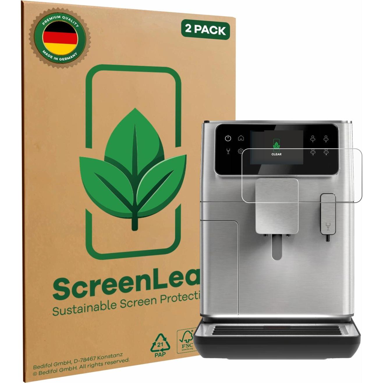 ScreenLeaf Schutzfolie nachhaltiger Displayschutz Display Schutz Folie Klar Transparent, Zubehör Kaffeemaschinen, Transp...