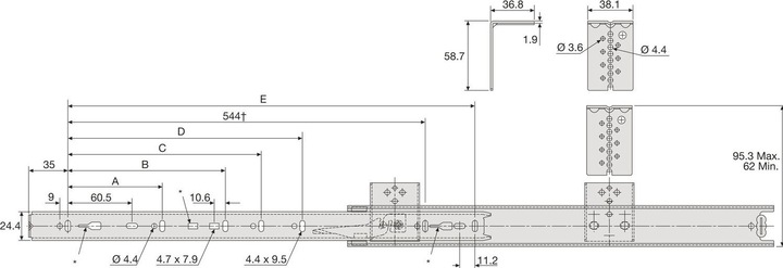 Produktbild Accuride Keyboard-Auszug für Schreibtische Länge 350 mm Möbelbeschlag Stahl verzinkt (1 Stk.)
