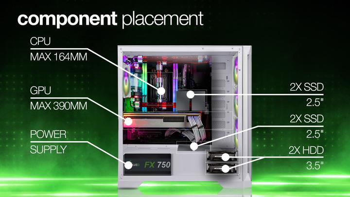 Actual product image Evolveo Ptero Q2G, ATX, 4x ARGB, Front + Seite (ATX)