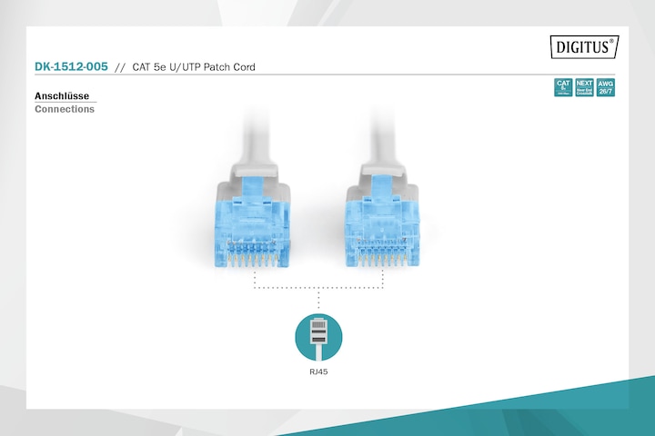 Actual product image Digitus Patch cable (U/UTP, CAT5e, 0.50 m)