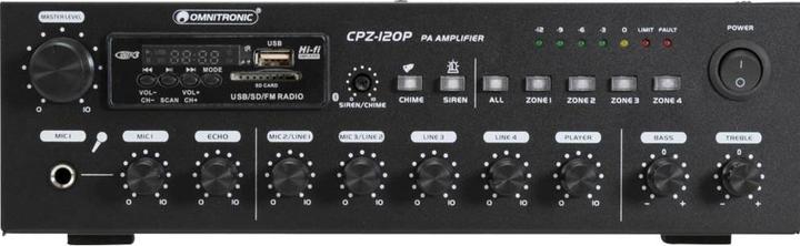 Actual product image Omnitronic CPZ-120P ELA ELA amplifier 120 W 4-channel 4 zones (Amplifier)