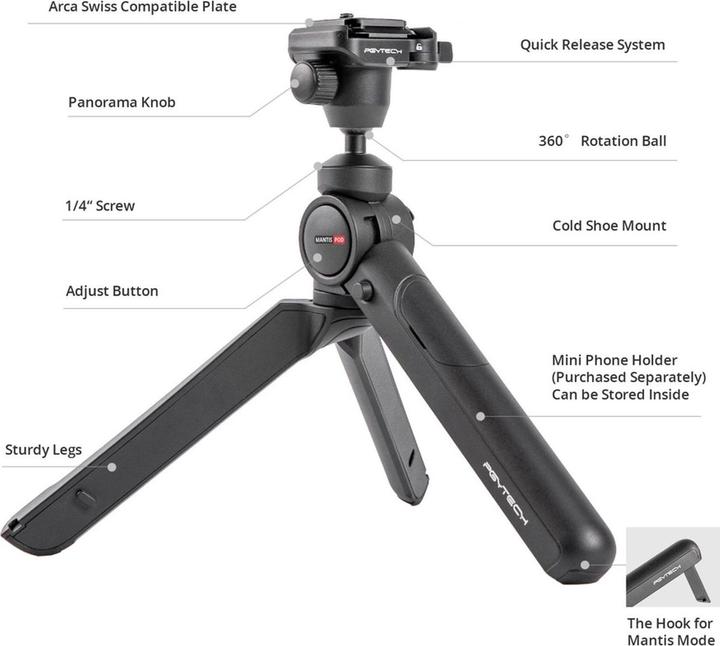 Image du produit Pgytech Mantispod 2.0 (Métal, Verre)