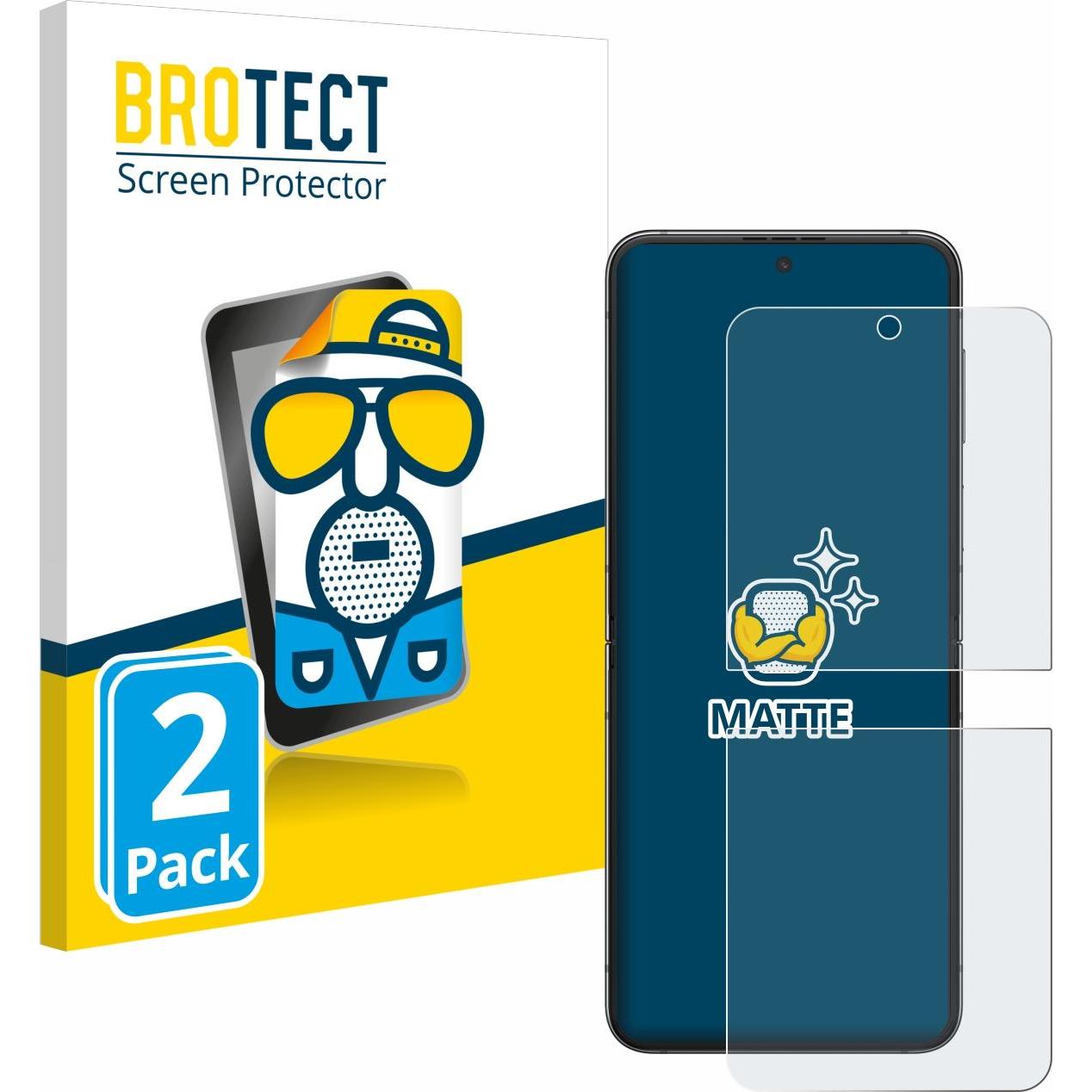 BROTECT Entspiegelungs-Schutzfolie Displayschutz Matt (2 Stück, Samsung Galaxy Z Flip5), Smartphone Schutzfolie, Schwarz