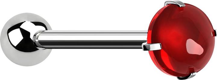 Actual product image Star Piercing Barbell silber mit Kugel und Cabochon rot gefasst (without brass, Surgical steel 316L)