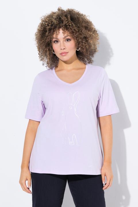 Produktbild Ulla Popken T-Shirt, Metallic-Tiermotiv, V-Ausschnitt, Halbarm (62)