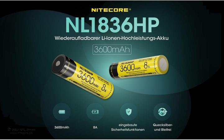 Produktbild Nitecore Li-Ion Akku 18650 - 3600mAh - NL1836HP