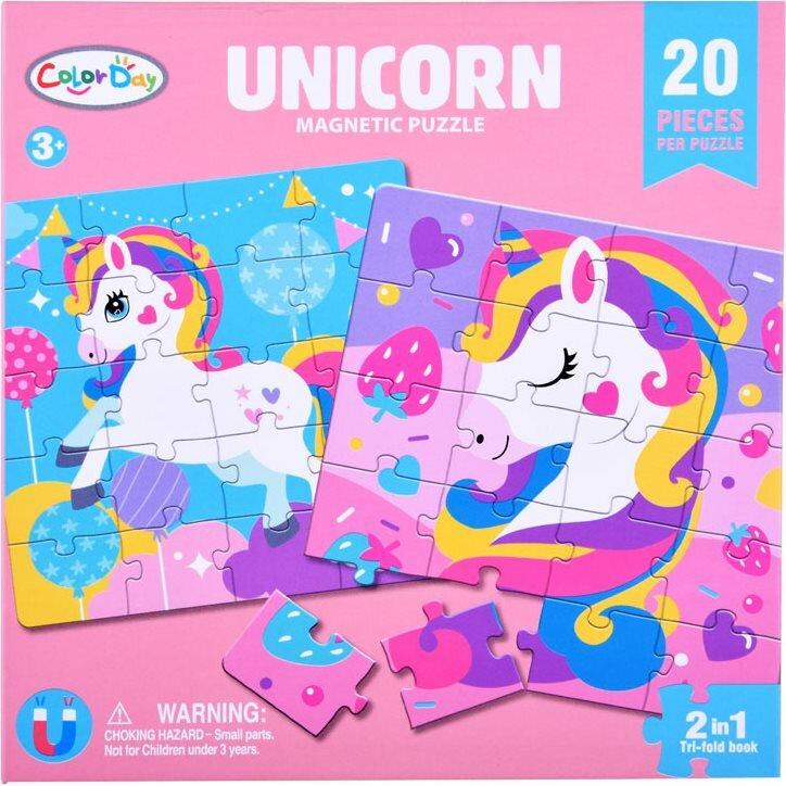 Jokomisiada COLOR DAY Magnetisches Puzzle Welt der Einhörner 2x20 Teile (40 pezzi)