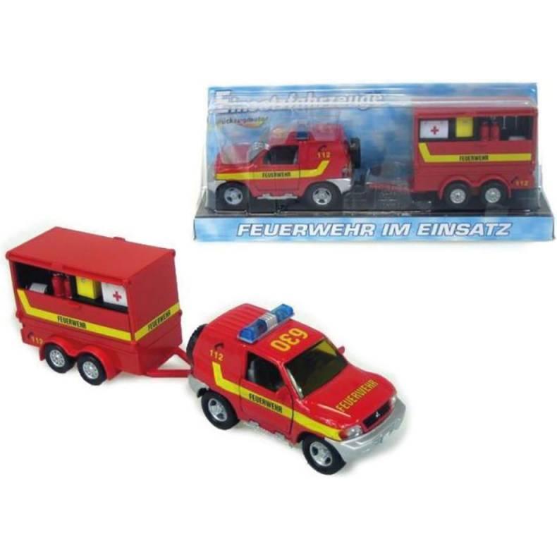 Thumbnail - Hippo fire truck 13cm with trailer. (521565)