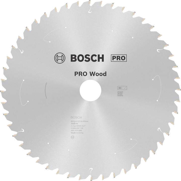 Productafbeelding Bosch Professional Zubehör Cirkelzaagblad Standaard voor hout, 250x2,2/1,6x30,48 tanden