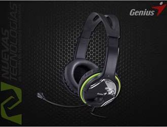 Produktbild Genius HS-400A Headset schwarz/grün, Funktionen:Lautstärkenregler, Skype-kompatibel, Farbe:Vivid Green (Kabelgebunden)