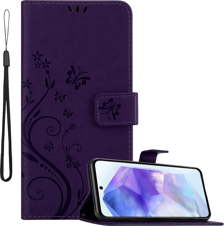 Cadorabo Housse pour Samsung Galaxy A55 avec motif floral (Samsung Galaxy A55)