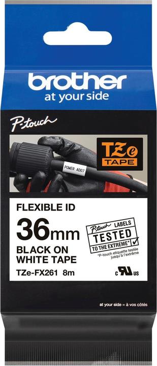 Produktbild Brother Flexitape lamin. schwarz/weiss TZe-FX261 zu PT-550 (4 cm, Schwarz)