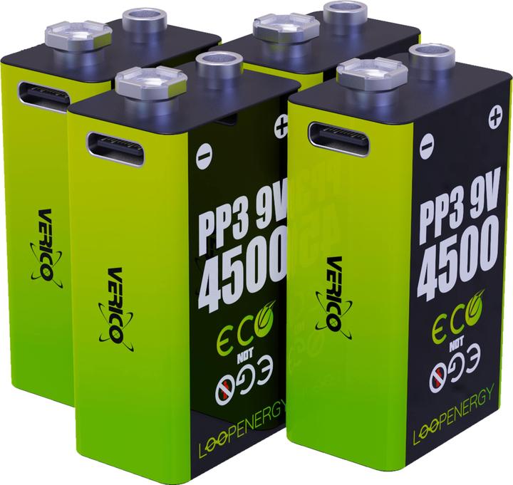 Produktbild Verico Li-Ion-Akku Loop Energy 9 V- Block, 4er Pack (4 Stk., 9V Block)
