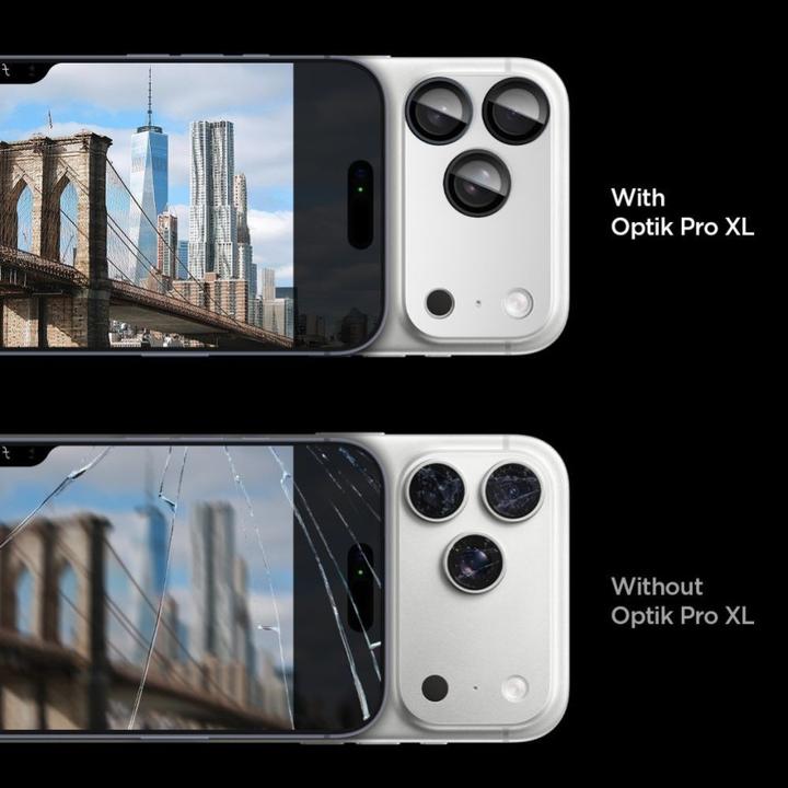 Actual product image Spigen Optik Pro XL EZ Fit iPhone 17 Pro Lens Protector Silver (2 pcs., Apple iPhone 17 Pro)