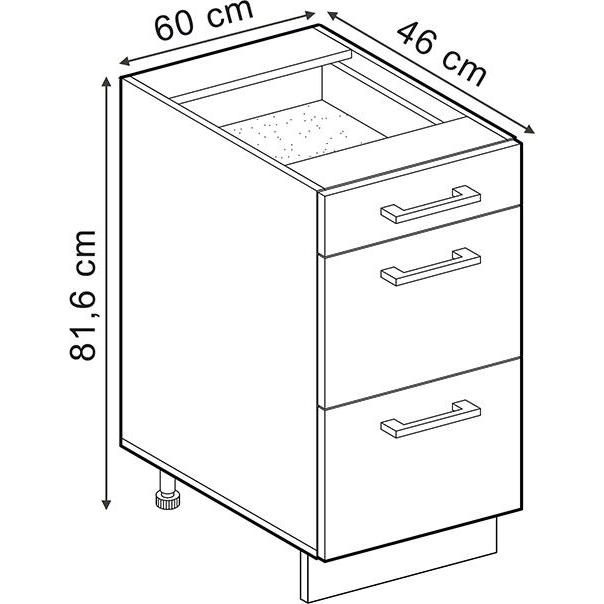 Thumbnail - Vicco, Regal, Küchenunterschrank R-Line, Edelgrau/Anthrazit, 60 cm mit Schubladen, ohne Arbeitsplatte