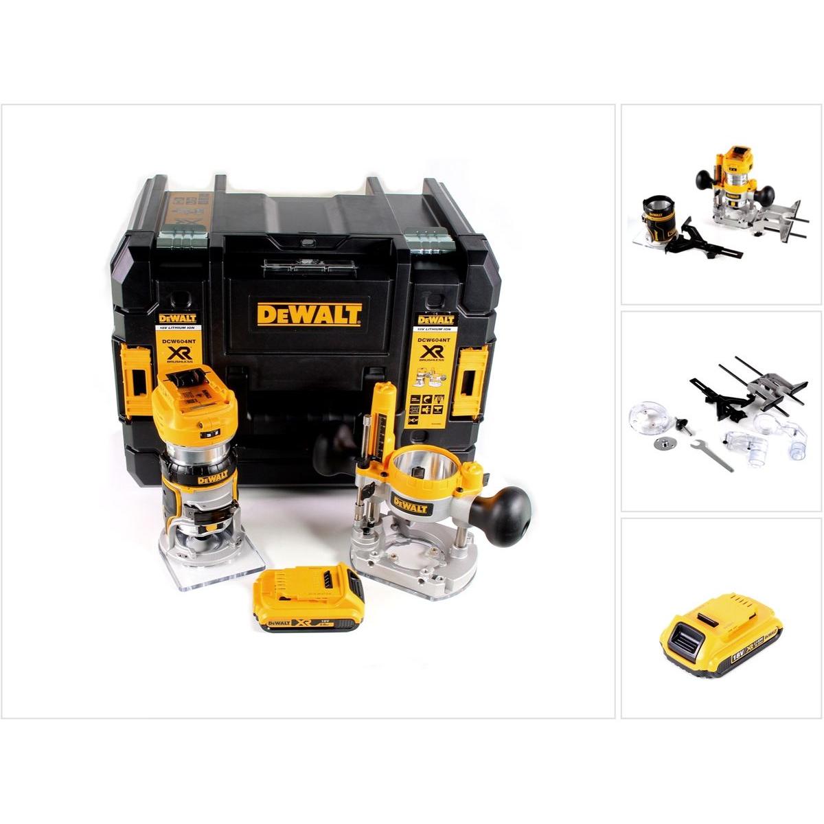 DeWalt, Fräse, DCW 604 NT Akku Kombifräse 18V 55mm + 1x Akku 2,0 Ah in TSTAK - ohne Ladegerät