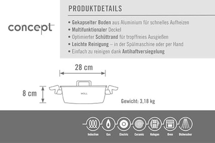 Immagine prodotto Woll Pentola per arrostire con coperchio (28 cm, Pirofila + casseruola, Acciaio inossidabile)