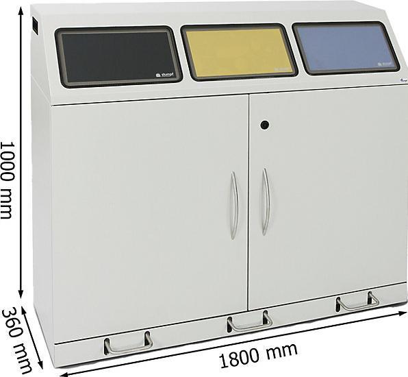 Actual product image Recyclable waste collector, steel, capacity 3 x 70 l, 3 inner containers, with (210 l)