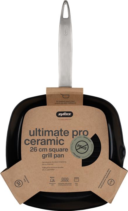 Productafbeelding Zyliss Ultimate Pro Hart-eloxierte Alu-Grillpfanne (Grillpan, Aluminium, Keramiek, Roestvrij staal, 26 x 5.80 cm)