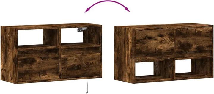 Actual product image vidaXL TV cabinet Wall unit Lowboard Hanging with LED lighting Smoked oak