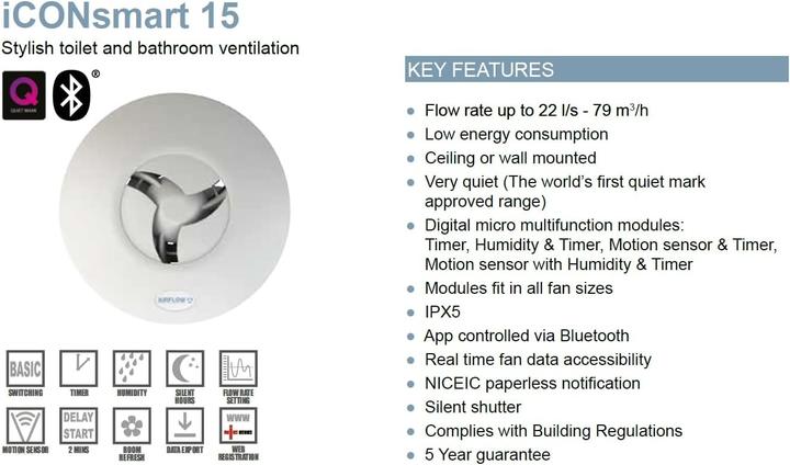 Produktbild Airflow Ventilateur extracteur connecté, silencieux, économe en énergie, commande par application