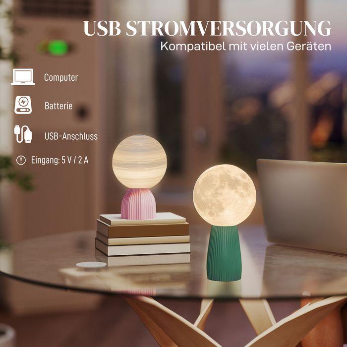 Actual product image Swisshandel24 Tischlampen-Set in Planeten-Optik, 3-farbig, USB, Kunststoff, Weiss (240 lm)