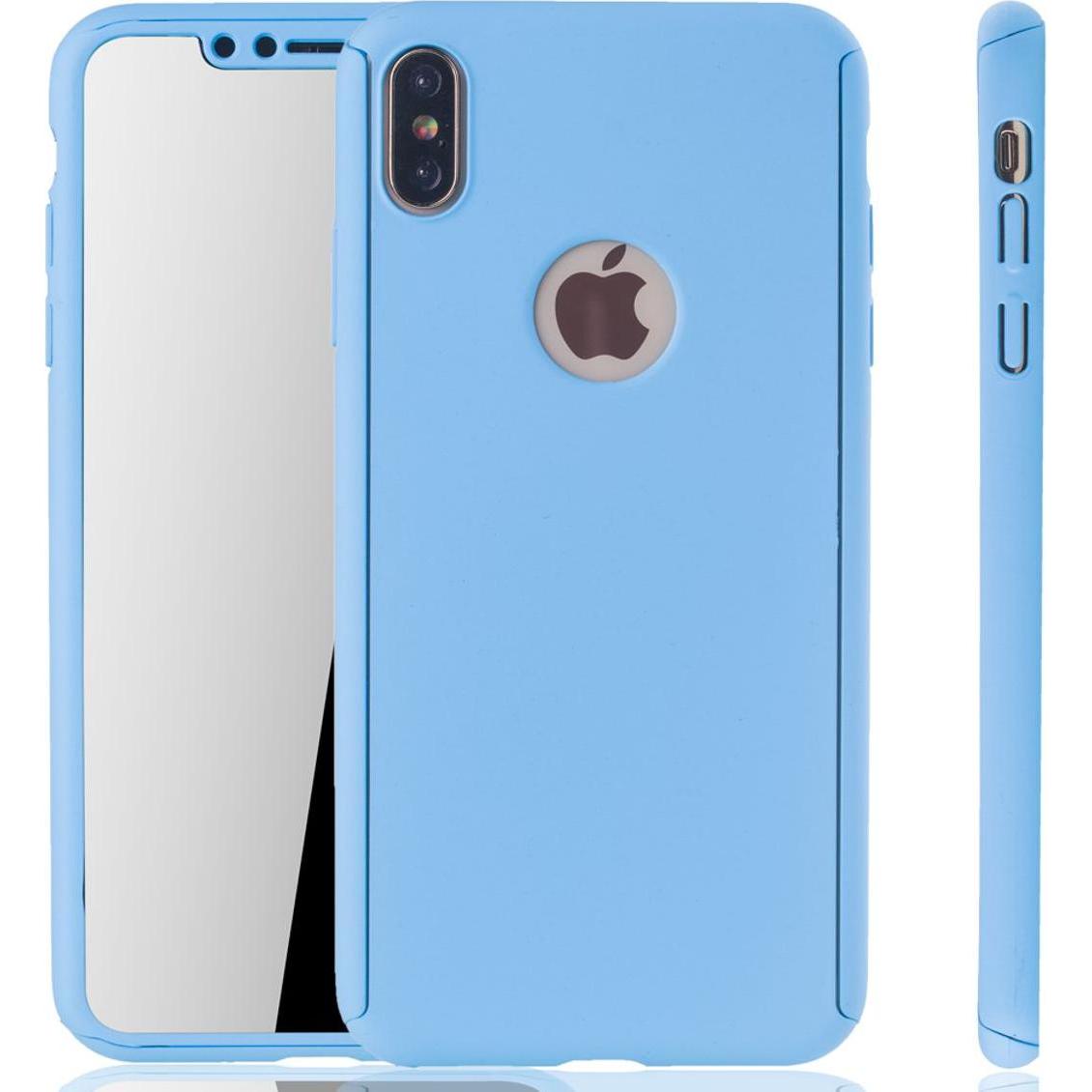 König Design Hülle Handy Schutz für Apple iPhone XS Max Full Case Cover Displayschutz Blau (Apple iPhone XS Max), Smartp...